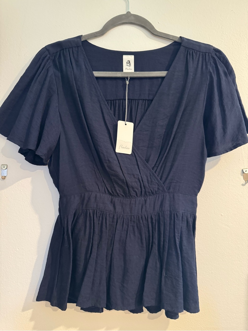LAWLESS Navy Wrap V-Neck Top